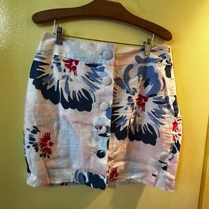 Vintage Tommy Hilfiger Floral Button-Front Mini Skirt - White/Blue/Pink